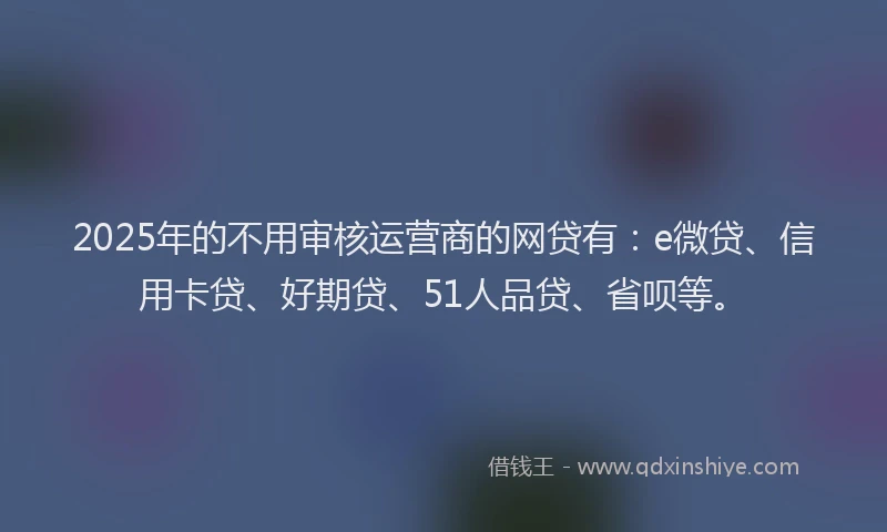2025年的不用审核运营商的网贷有：e微贷、信用卡贷、好期贷、51人品贷、省呗等。