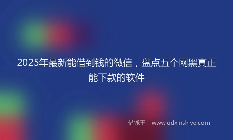 2025年最新能借到钱的微信，盘点五个网黑真正能下款的软件