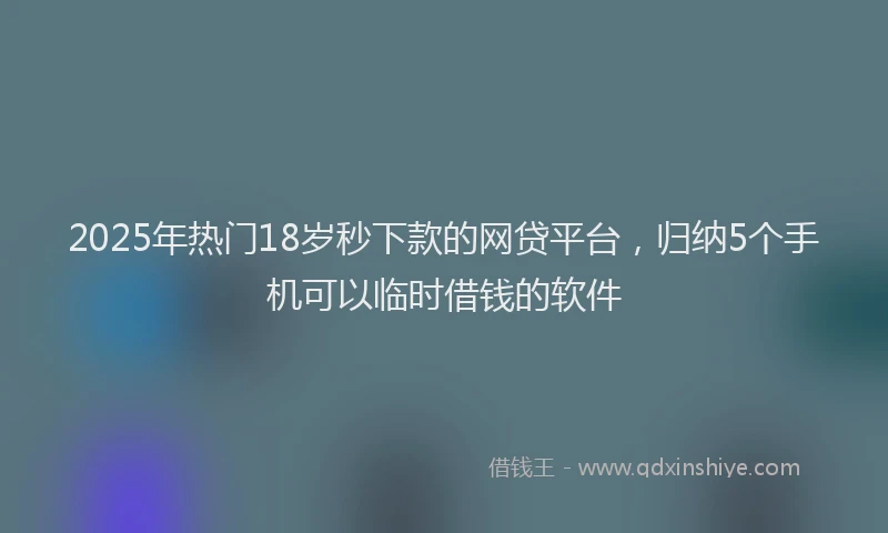 2025年热门18岁秒下款的网贷平台，归纳5个手机可以临时借钱的软件