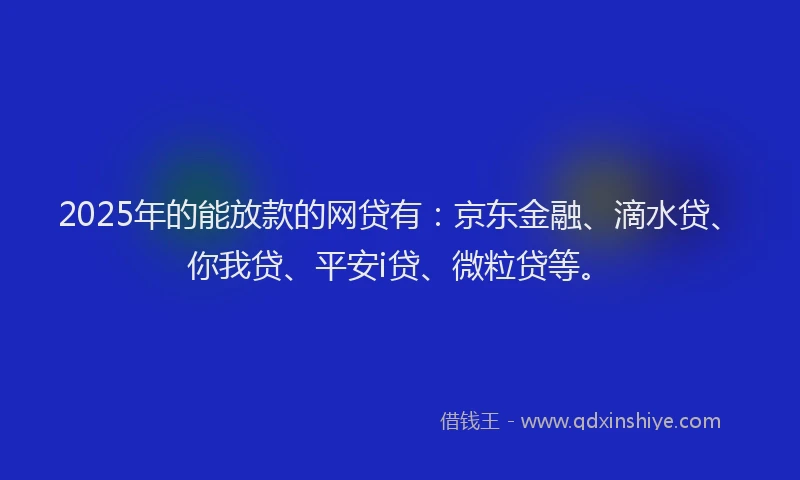 2025年的能放款的网贷有：京东金融、滴水贷、你我贷、平安i贷、微粒贷等。