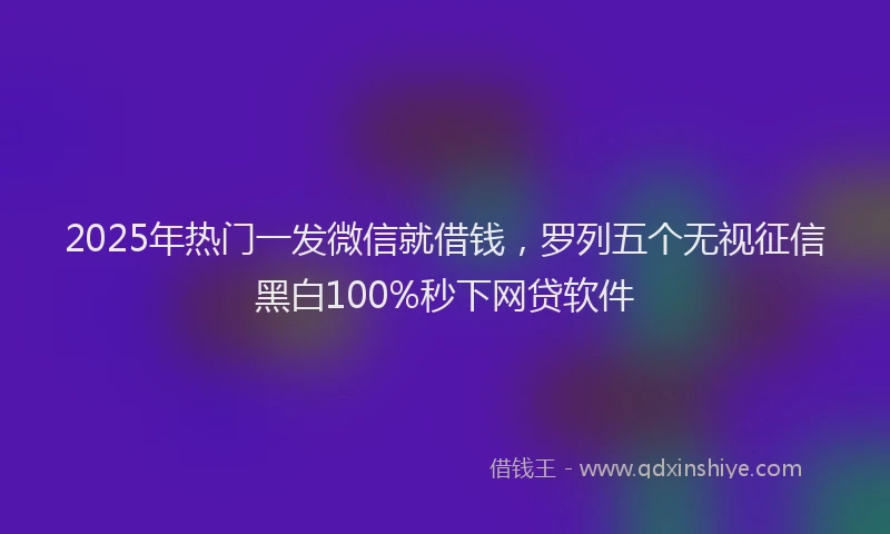 2025年热门一发微信就借钱，罗列五个无视征信黑白100%秒下网贷软件