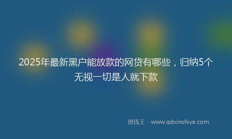 2025年最新黑户能放款的网贷有哪些，归纳5个无视一切是人就下款