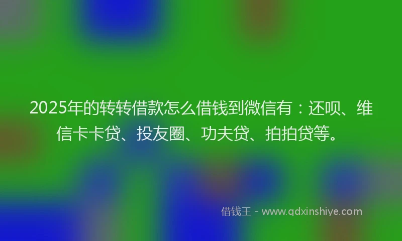 2025年的转转借款怎么借钱到微信有：还呗、维信卡卡贷、投友圈、功夫贷、拍拍贷等。