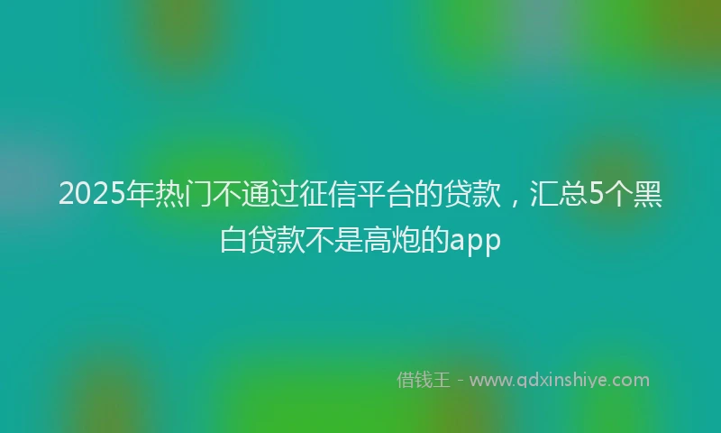 2025年热门不通过征信平台的贷款，汇总5个黑白贷款不是高炮的app