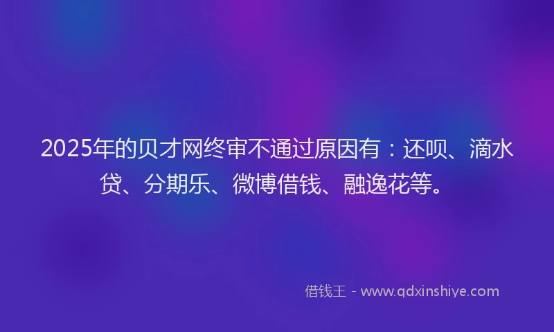 2025年的贝才网终审不通过原因有：还呗、滴水贷、分期乐、微博借钱、融逸花等。