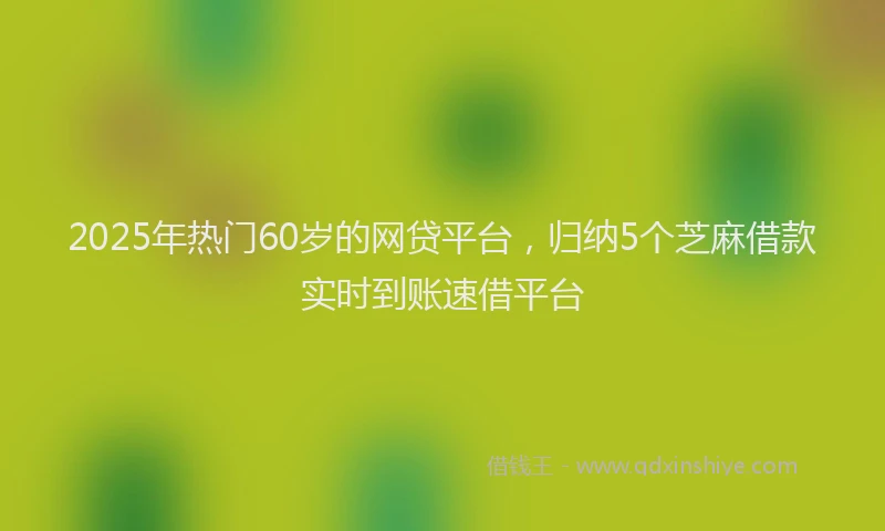 2025年热门60岁的网贷平台，归纳5个芝麻借款实时到账速借平台