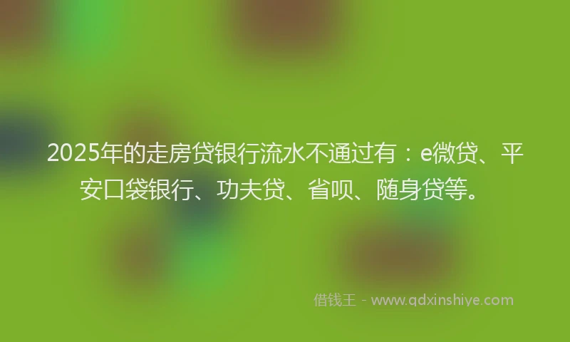 2025年的走房贷银行流水不通过有：e微贷、平安口袋银行、功夫贷、省呗、随身贷等。