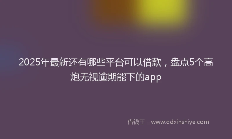 2025年最新还有哪些平台可以借款，盘点5个高炮无视逾期能下的app