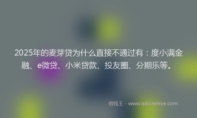 2025年的麦芽贷为什么直接不通过有：度小满金融、e微贷、小米贷款、投友圈、分期乐等。