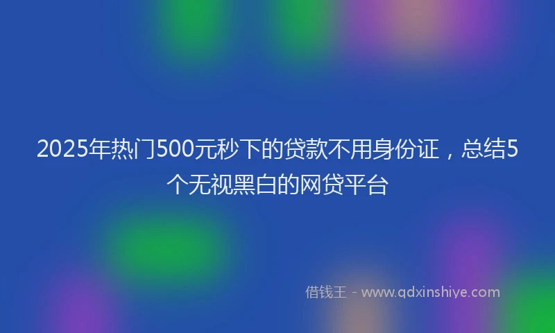 2025年热门500元秒下的贷款不用身份证，总结5个无视黑白的网贷平台