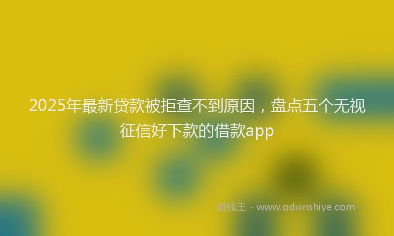 2025年最新贷款被拒查不到原因，盘点五个无视征信好下款的借款app