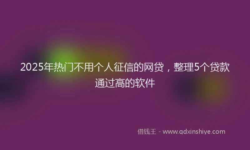 2025年热门不用个人征信的网贷，整理5个贷款通过高的软件