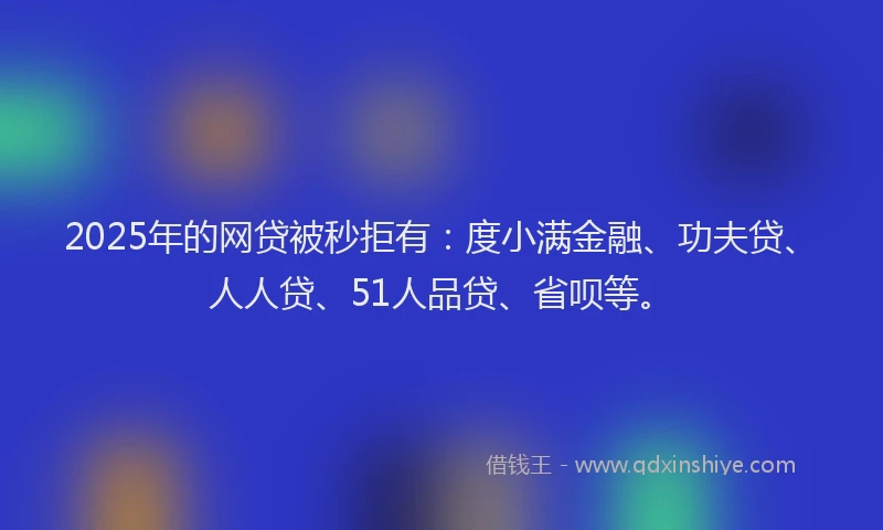 2025年的网贷被秒拒有：度小满金融、功夫贷、人人贷、51人品贷、省呗等。