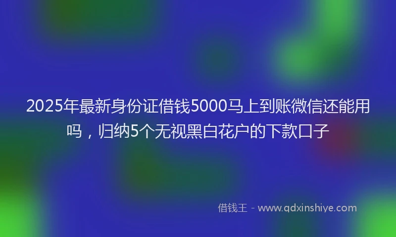 2025年最新身份证借钱5000马上到账微信还能用吗，归纳5个无视黑白花户的下款口子