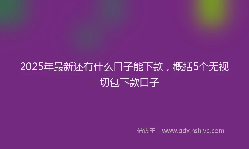 2025年最新还有什么口子能下款，概括5个无视一切包下款口子
