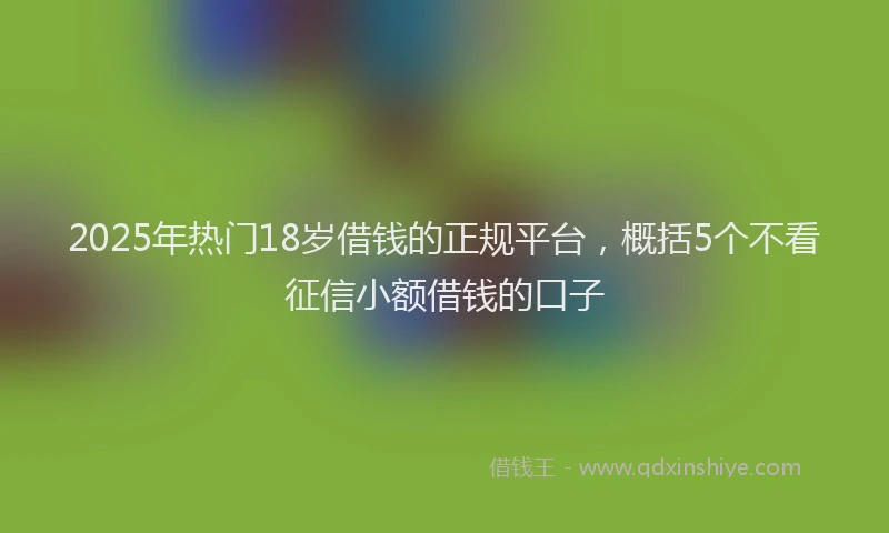 2025年热门18岁借钱的正规平台，概括5个不看征信小额借钱的口子