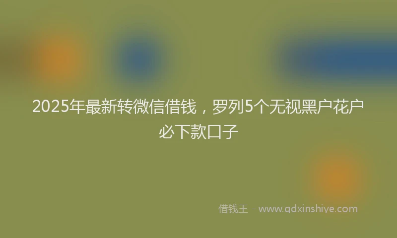 2025年最新转微信借钱，罗列5个无视黑户花户必下款口子