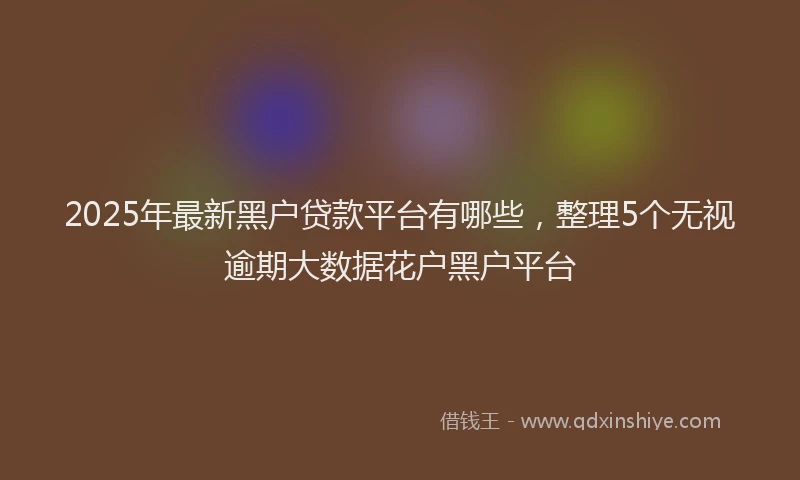 2025年最新黑户贷款平台有哪些，整理5个无视逾期大数据花户黑户平台