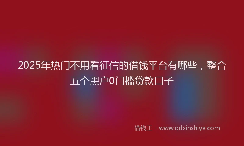 2025年热门不用看征信的借钱平台有哪些，整合五个黑户0门槛贷款口子
