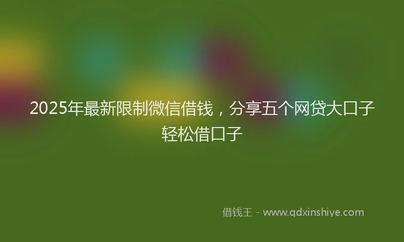 2025年最新限制微信借钱，分享五个网贷大口子轻松借口子
