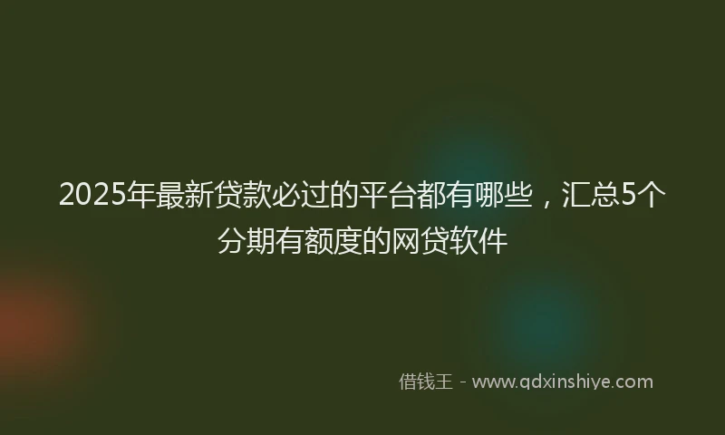2025年最新贷款必过的平台都有哪些，汇总5个分期有额度的网贷软件