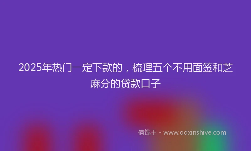 2025年热门一定下款的，梳理五个不用面签和芝麻分的贷款口子