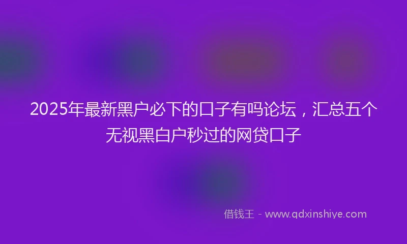 2025年最新黑户必下的口子有吗论坛，汇总五个无视黑白户秒过的网贷口子