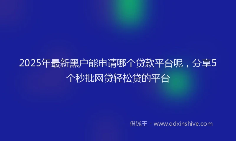 2025年最新黑户能申请哪个贷款平台呢，分享5个秒批网贷轻松贷的平台