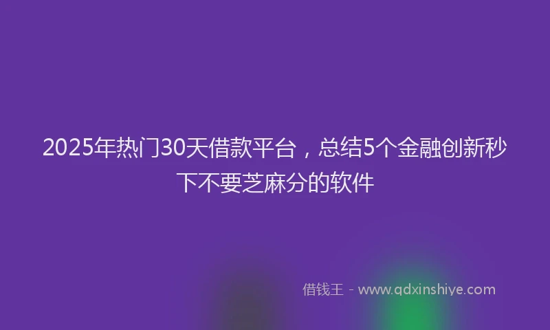 2025年热门30天借款平台，总结5个金融创新秒下不要芝麻分的软件