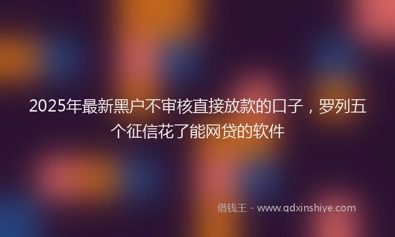 2025年最新黑户不审核直接放款的口子，罗列五个征信花了能网贷的软件