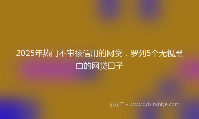 2025年热门不审核信用的网贷，罗列5个无视黑白的网贷口子