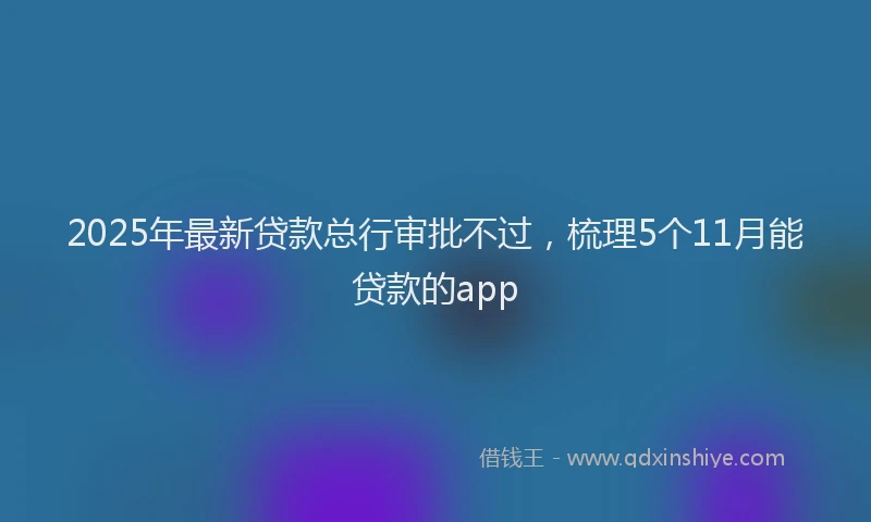 2025年最新贷款总行审批不过，梳理5个11月能贷款的app
