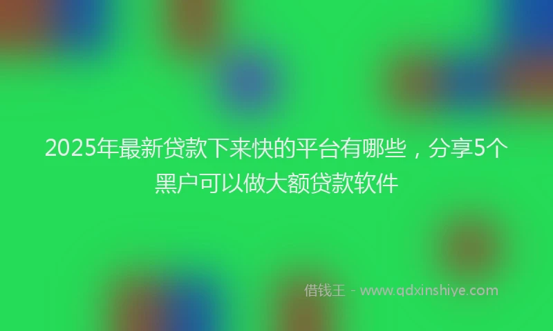 2025年最新贷款下来快的平台有哪些，分享5个黑户可以做大额贷款软件