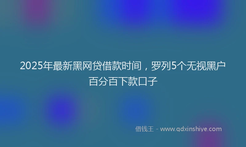 2025年最新黑网贷借款时间，罗列5个无视黑户百分百下款口子