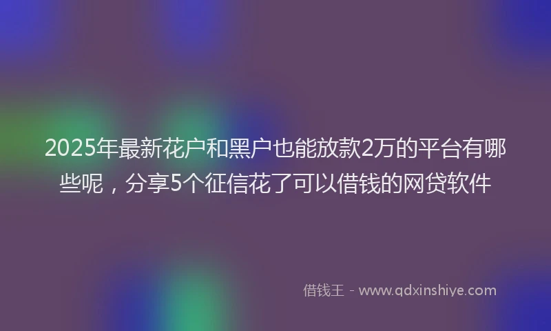 2025年最新花户和黑户也能放款2万的平台有哪些呢，分享5个征信花了可以借钱的网贷软件