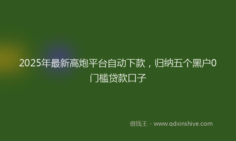 2025年最新高炮平台自动下款，归纳五个黑户0门槛贷款口子