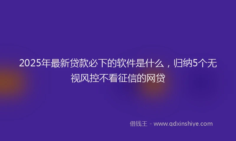 2025年最新贷款必下的软件是什么，归纳5个无视风控不看征信的网贷