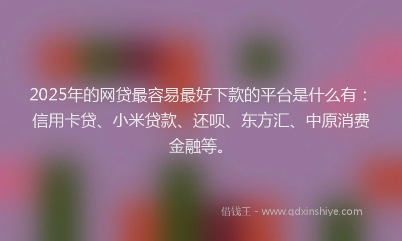 2025年的网贷最容易最好下款的平台是什么有：信用卡贷、小米贷款、还呗、东方汇、中原消费金融等。