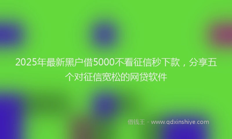 2025年最新黑户借5000不看征信秒下款，分享五个对征信宽松的网贷软件