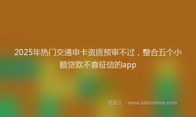 2025年热门交通申卡资质预审不过，整合五个小额贷款不查征信的app