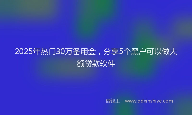 2025年热门30万备用金，分享5个黑户可以做大额贷款软件
