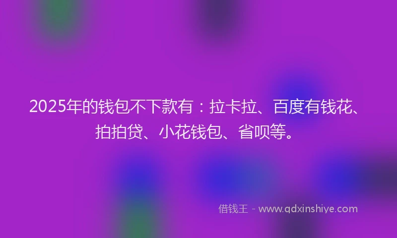 2025年的钱包不下款有：拉卡拉、百度有钱花、拍拍贷、小花钱包、省呗等。