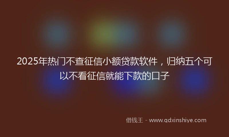 2025年热门不查征信小额贷款软件，归纳五个可以不看征信就能下款的口子