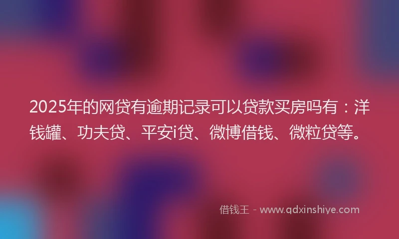 2025年的网贷有逾期记录可以贷款买房吗有：洋钱罐、功夫贷、平安i贷、微博借钱、微粒贷等。
