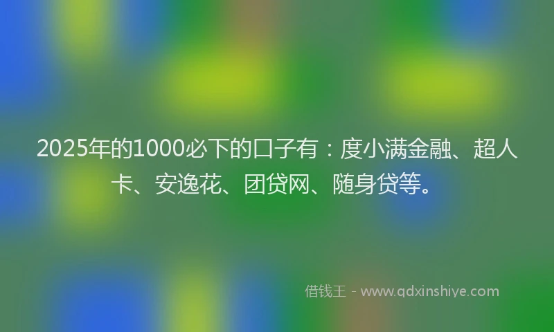 2025年的1000必下的口子有：度小满金融、超人卡、安逸花、团贷网、随身贷等。