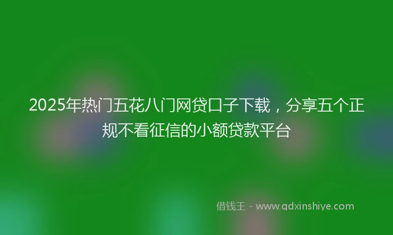 2025年热门五花八门网贷口子下载，分享五个正规不看征信的小额贷款平台