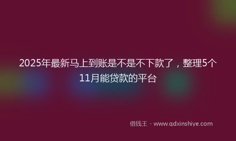2025年最新马上到账是不是不下款了，整理5个11月能贷款的平台