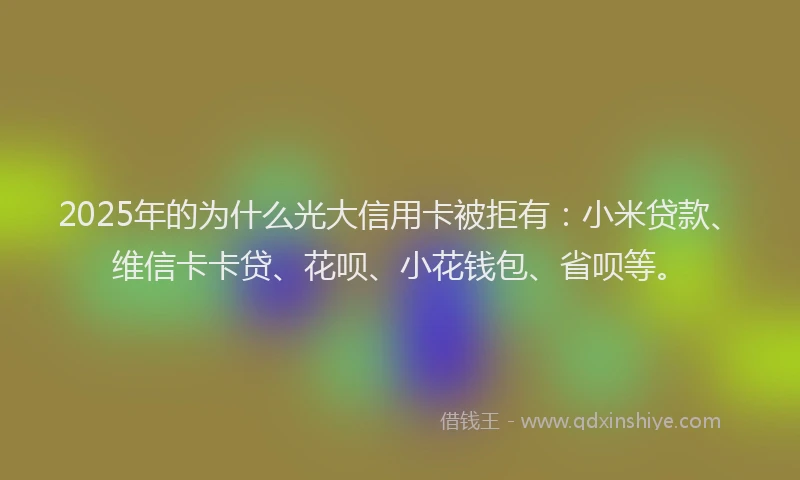 2025年的为什么光大信用卡被拒有：小米贷款、维信卡卡贷、花呗、小花钱包、省呗等。