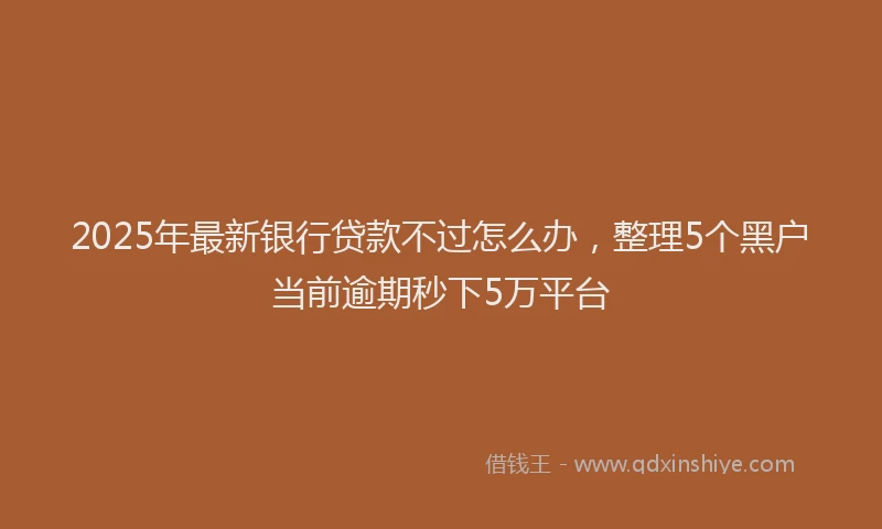 2025年最新银行贷款不过怎么办，整理5个黑户当前逾期秒下5万平台