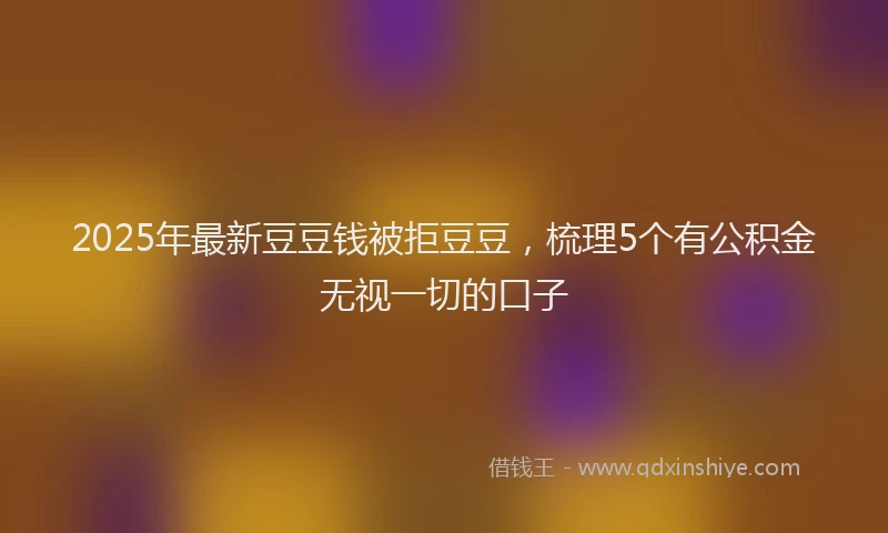 2025年最新豆豆钱被拒豆豆，梳理5个有公积金无视一切的口子